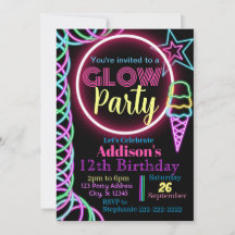 Glow Party Invitation, Neon Birthday Party