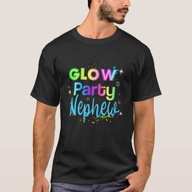 Glow Party Squad Nephew Paint Splatter Glow Party T-Shirt (Front)