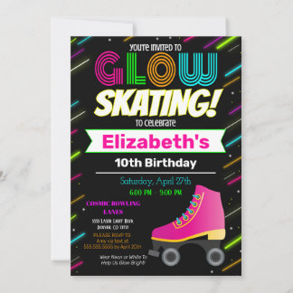 Glow Skating Birthday Invitation