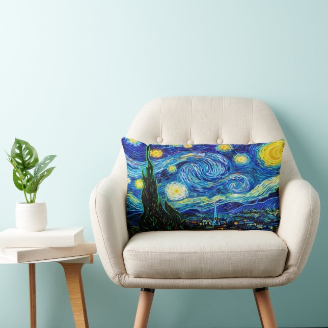 Glow Starry Night Celestial Glow Landscape Design Lumbar Cushion (Chair)