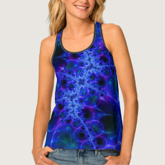 Glow Stars | Blue and White Fractal Art Singlet