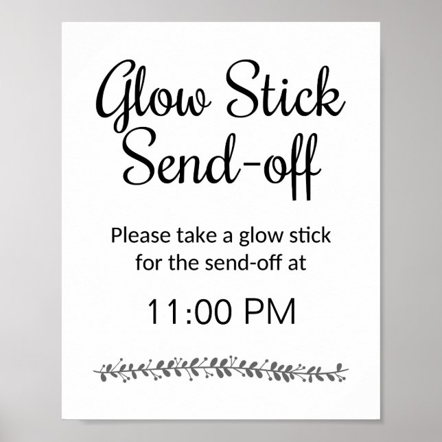 Glow Stick Send Off From Reception Wedding Sign (Front)