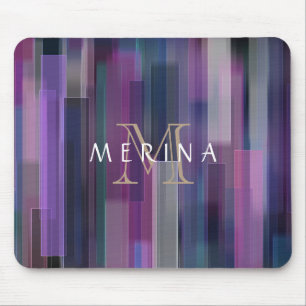 Glow Striped Pattern Monogram Personalise Mouse Pad
