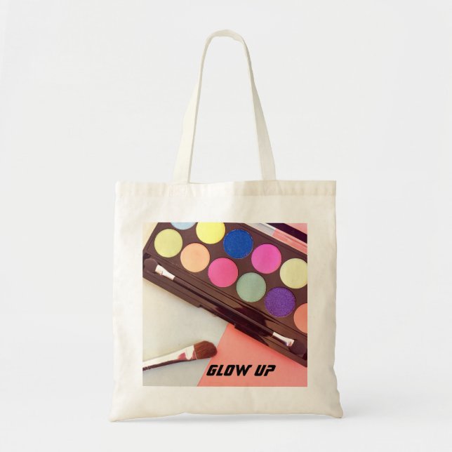 glow up, make up, eyeshadow, pink, bright, vivid,  tote bag (Front)