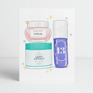 Glow Up Skincare Birthday Card (Customizable)