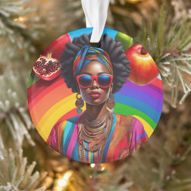 Glow Up With God African American Black Woman Ornament (Tree)