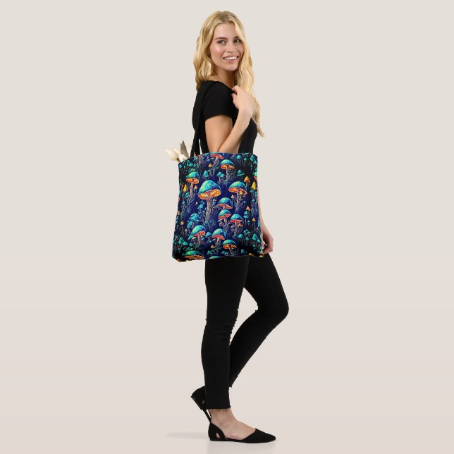 Glow Up with Retro MuShrooms Tote Bag (On Model)