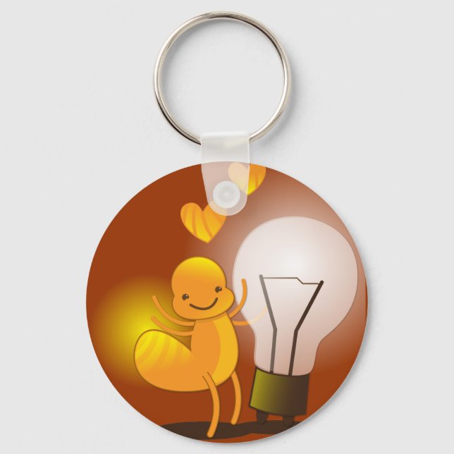 Glow Worm! with a light globe super cute! Key Ring (Front)