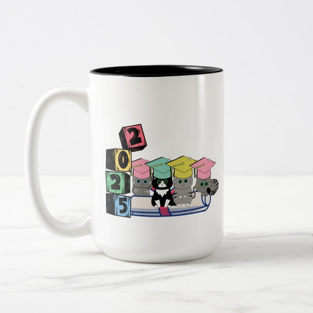 Glowin & Growin Class of 2025 Two-Tone Mug, 15 oz Two-Tone Coffee Mug (Left)