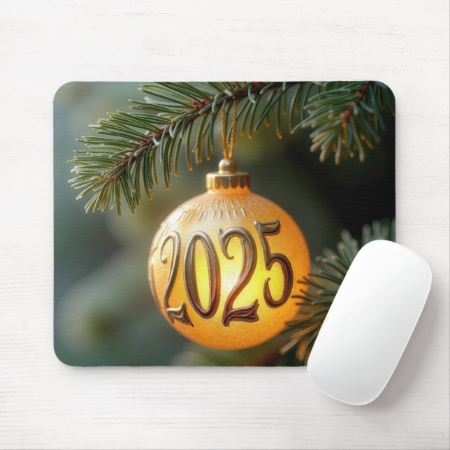 Glowing 2025 Christmas Ornament Mouse Pad (With Mouse)