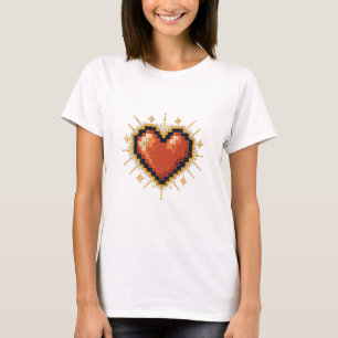 Glowing 8-Bit Pixel Heart Art T-Shirt