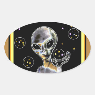 Glowing Alien - Oval Sticker