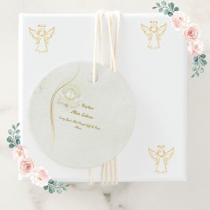 Glowing angels baptism favor tags 