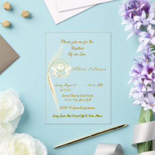 Glowing Angels baptism invitation
