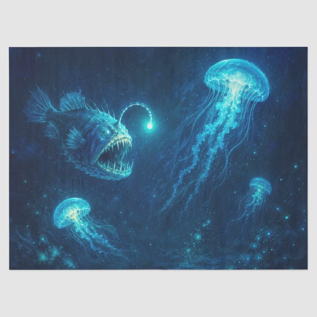 Glowing Anglerfish Jellyfish Deep Sea Tissue Paper (Front)