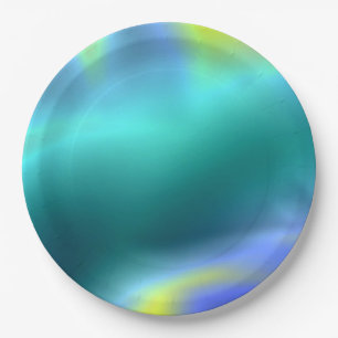 Glowing Aqua Paper Plate