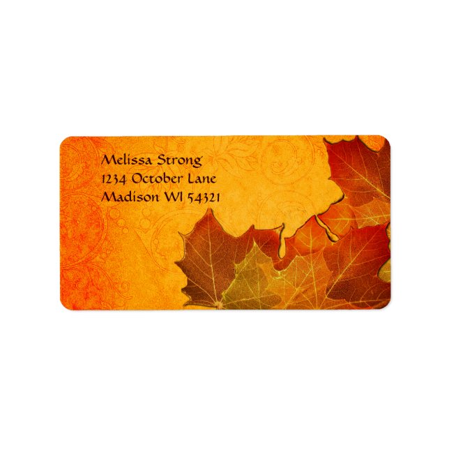 Glowing Autumn Leaves in Orange Label (Front)
