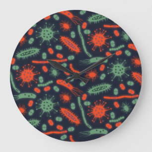 Glowing Bacteria Microorganism green red Large Clock