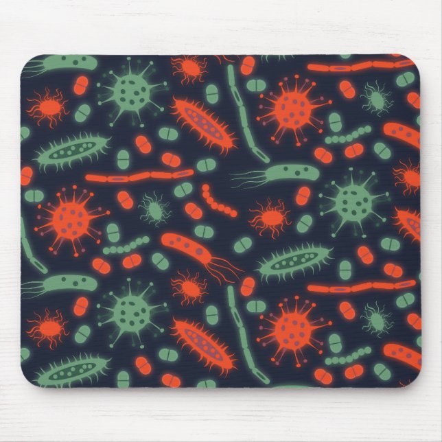 Glowing Bacteria Microorganism green red Mouse Pad (Front)