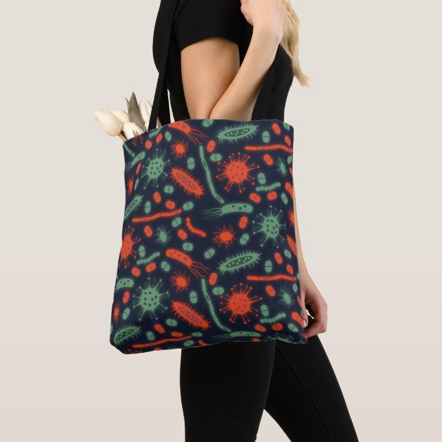 Glowing Bacteria Microorganism green red Tote Bag (Close Up)