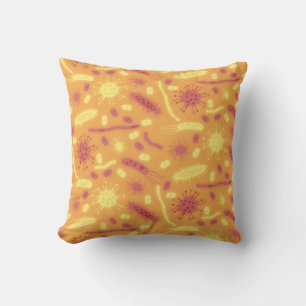 Glowing Bacteria Microorganism orange Cushion