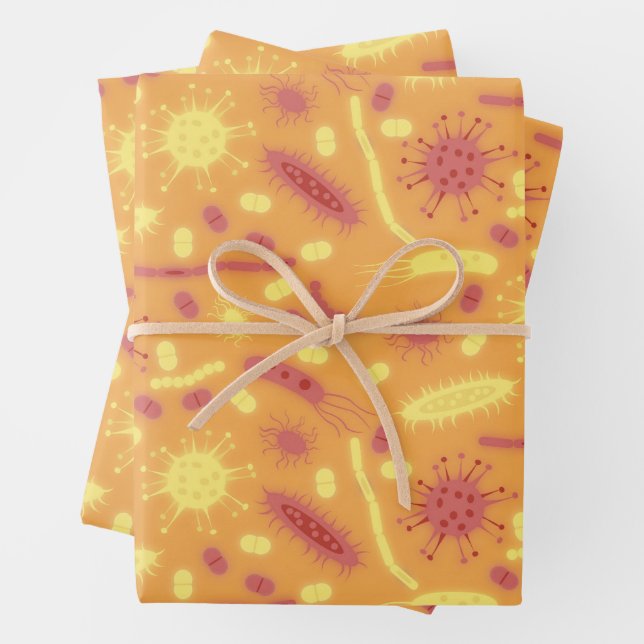 Glowing Bacteria Microorganism orange Wrapping Paper Sheet (In situ)