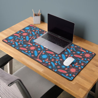 Glowing Bacteria Microorganism pink blue Desk Mat