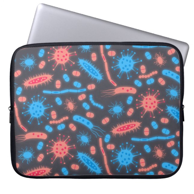 Glowing Bacteria Microorganism pink blue Laptop Sleeve (Front)