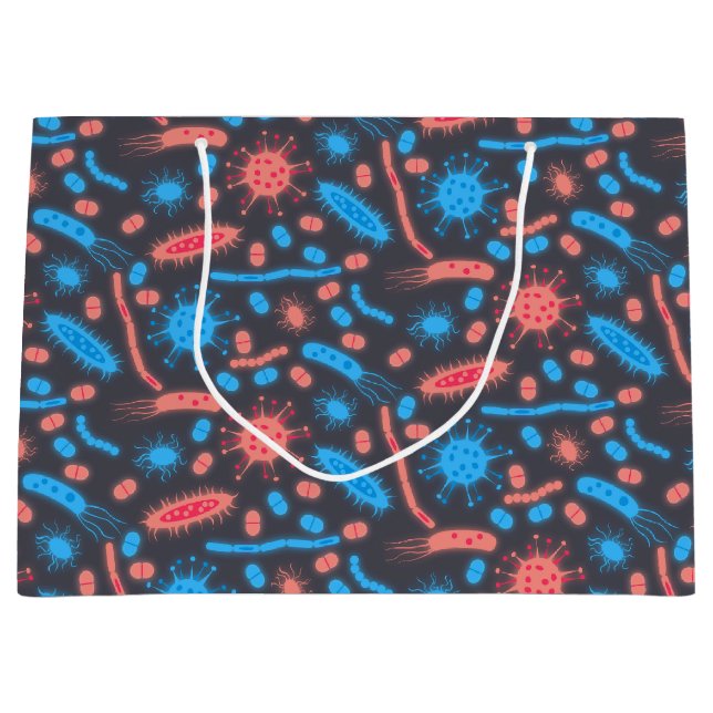 Glowing Bacteria Microorganism pink blue Large Gift Bag (Front)