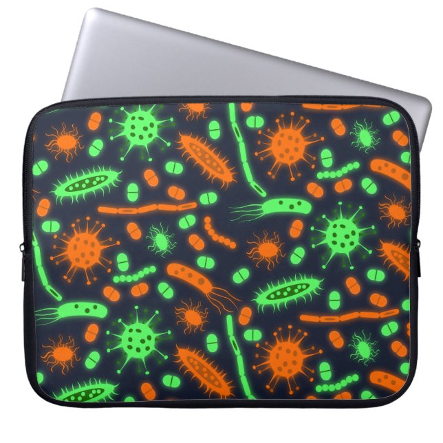 Glowing Bacteria Microorganism toxic orange green Laptop Sleeve (Front)