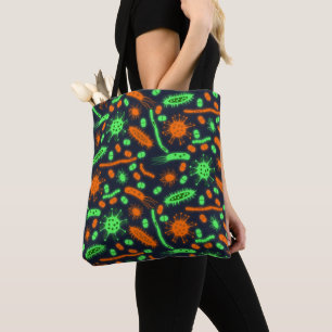 Glowing Bacteria Microorganism toxic orange green Tote Bag
