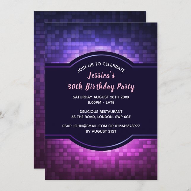 Glowing Birthday Party Invitation (Front/Back)