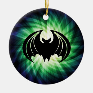 Glowing Black Bat; Halloween Ceramic Tree Decoration