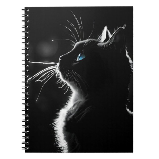 Glowing Black Cat With Blue Eye Notebook (Front)