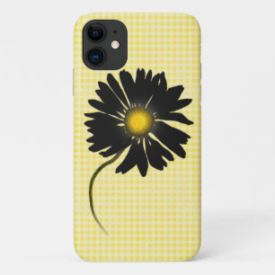 glowing black daisy on gingham Case-Mate iPhone case
