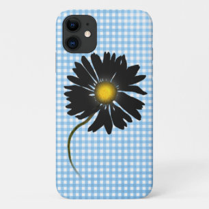glowing black daisy on gingham Case-Mate iPhone case