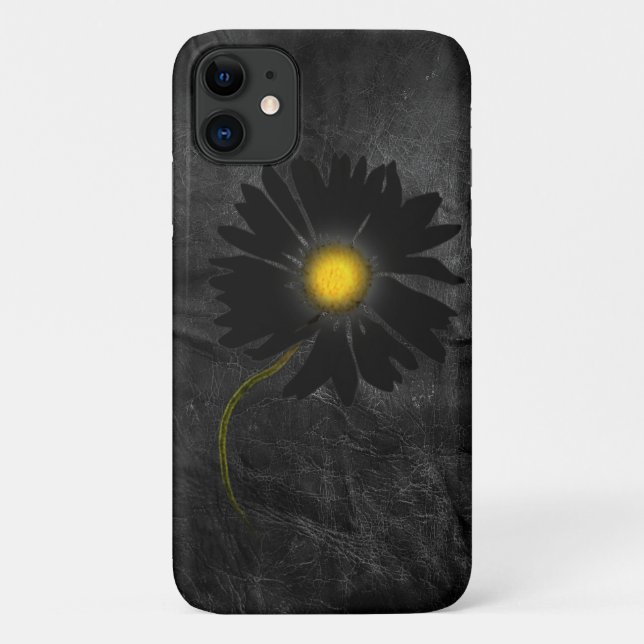 glowing black daisy on leather Case-Mate iPhone case (Back)