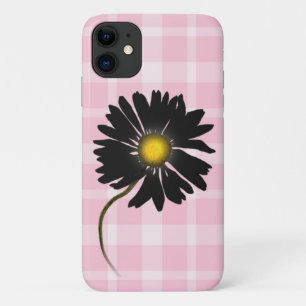 glowing black daisy on plaid Case-Mate iPhone case