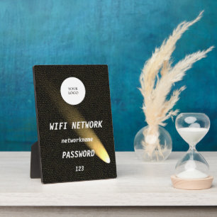 Glowing Black Leather Share Wifi Network Plaque