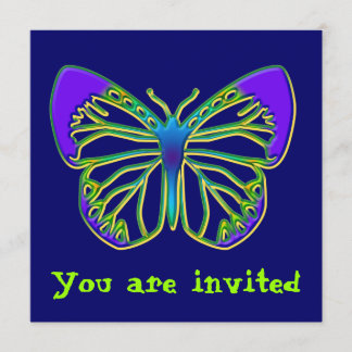 Glowing Blue Butterfly Invitation