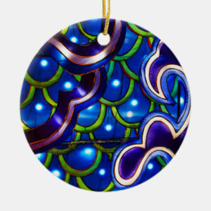 Glowing Blue Scales Ceramic Tree Decoration
