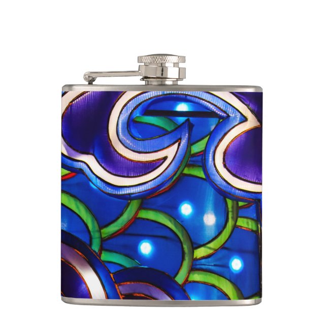 Glowing Blue Scales  Hip Flask (Front)