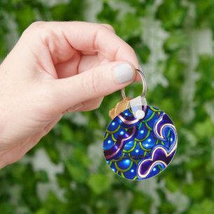 Glowing Blue Scales Key Ring