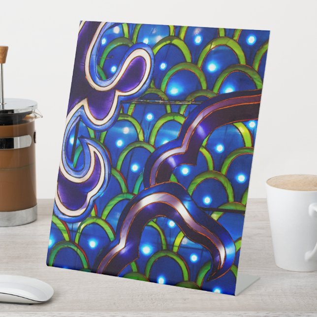 Glowing Blue Scales  Pedestal Sign (In SItu)