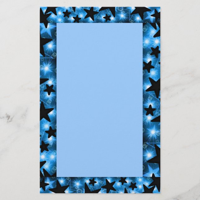 Glowing Blue Stars Stationery (Front)