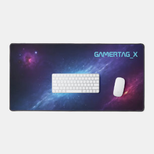 Glowing Blue Supernova Deep Space Gamer Setup Desk Mat