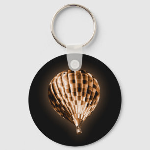 Glowing Bronze Hot Air Balloon Black Key Ring