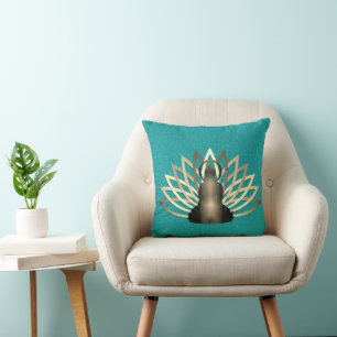 Glowing Buddha lotus throw  pillow