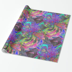 Glowing Burst of Colour, Abstract Teal Violet Deva Wrapping Paper