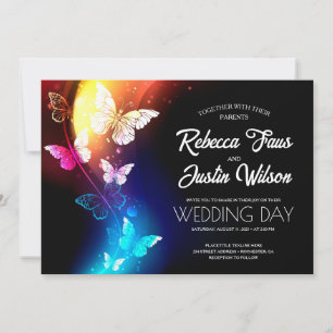 Glowing Butterflies Morpho Monarch Invitation